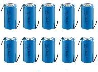 Sub C 1300mAh 1.2V NiCd Tagged Battery 10 pack for 12V batteries