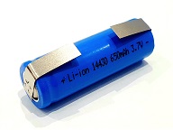 Lithium Li-Ion 3.7V 14430 4/5AA 650mAh 2.4Wh tagged Rechargeable Battery with solder tags