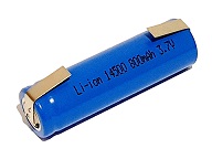 Li-Ion AA or 14500 size battery - 3.7 V 800 mAh 2.96Wh with solder tags